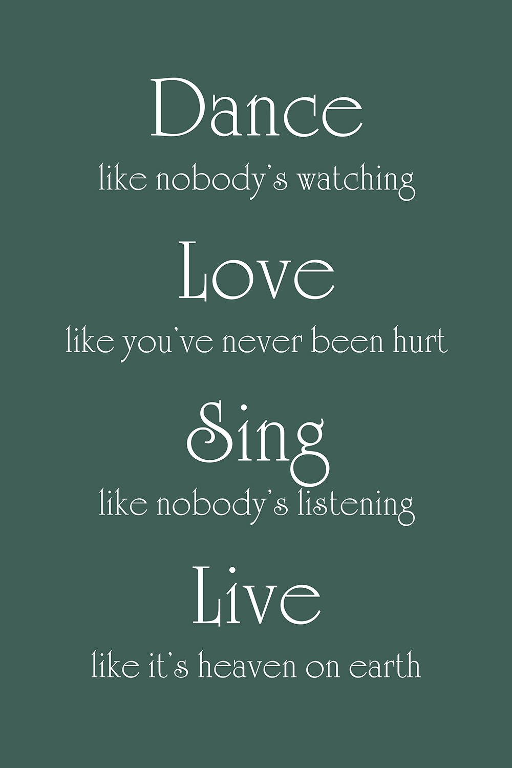 Dance Love Sing Live op canvas groen