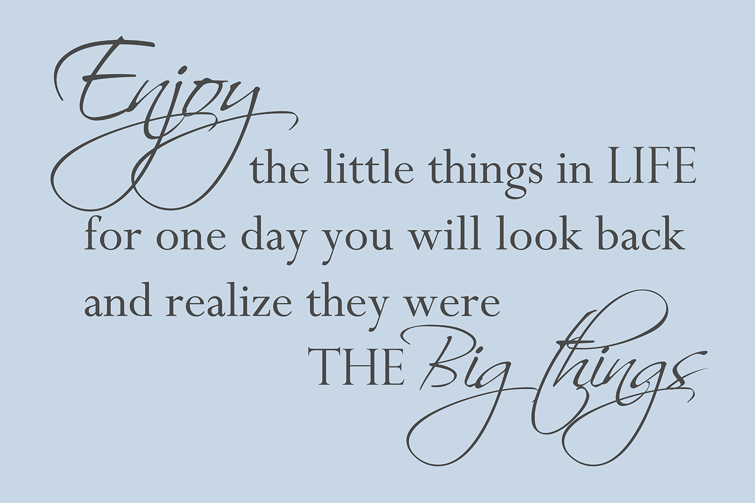 Enjoy the little things op canvas blauw
