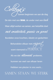 Collega's op canvas blauw