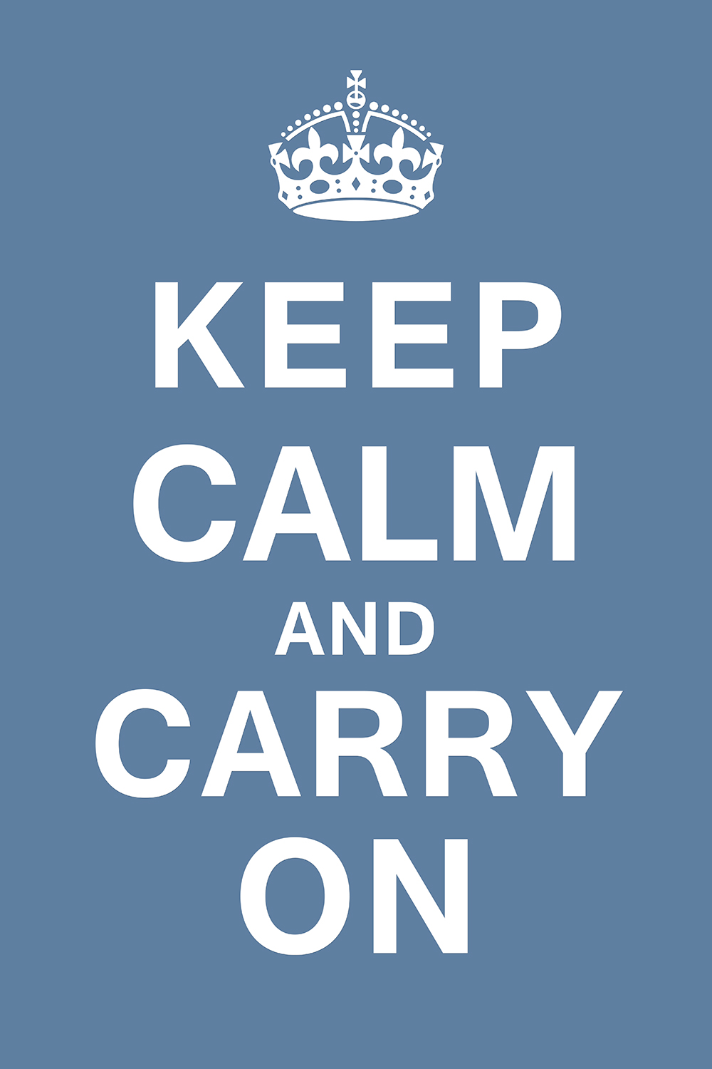 Keep calm and carry on op canvas blauw