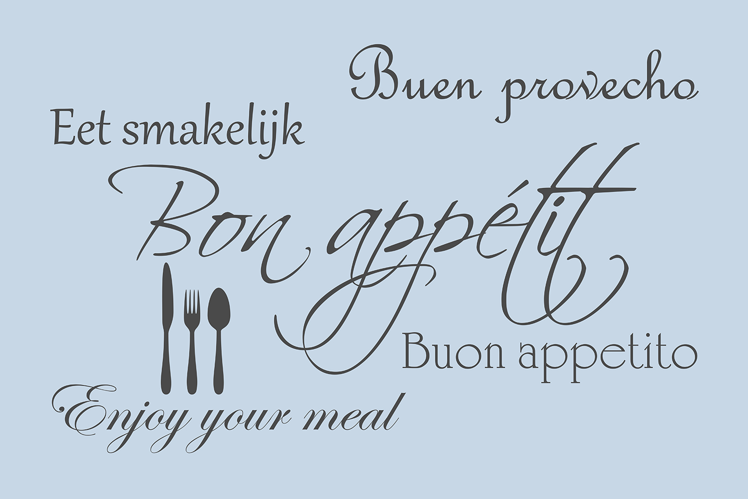 Bon appétit op canvas blauw