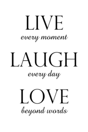 Live laugh love op canvas wit