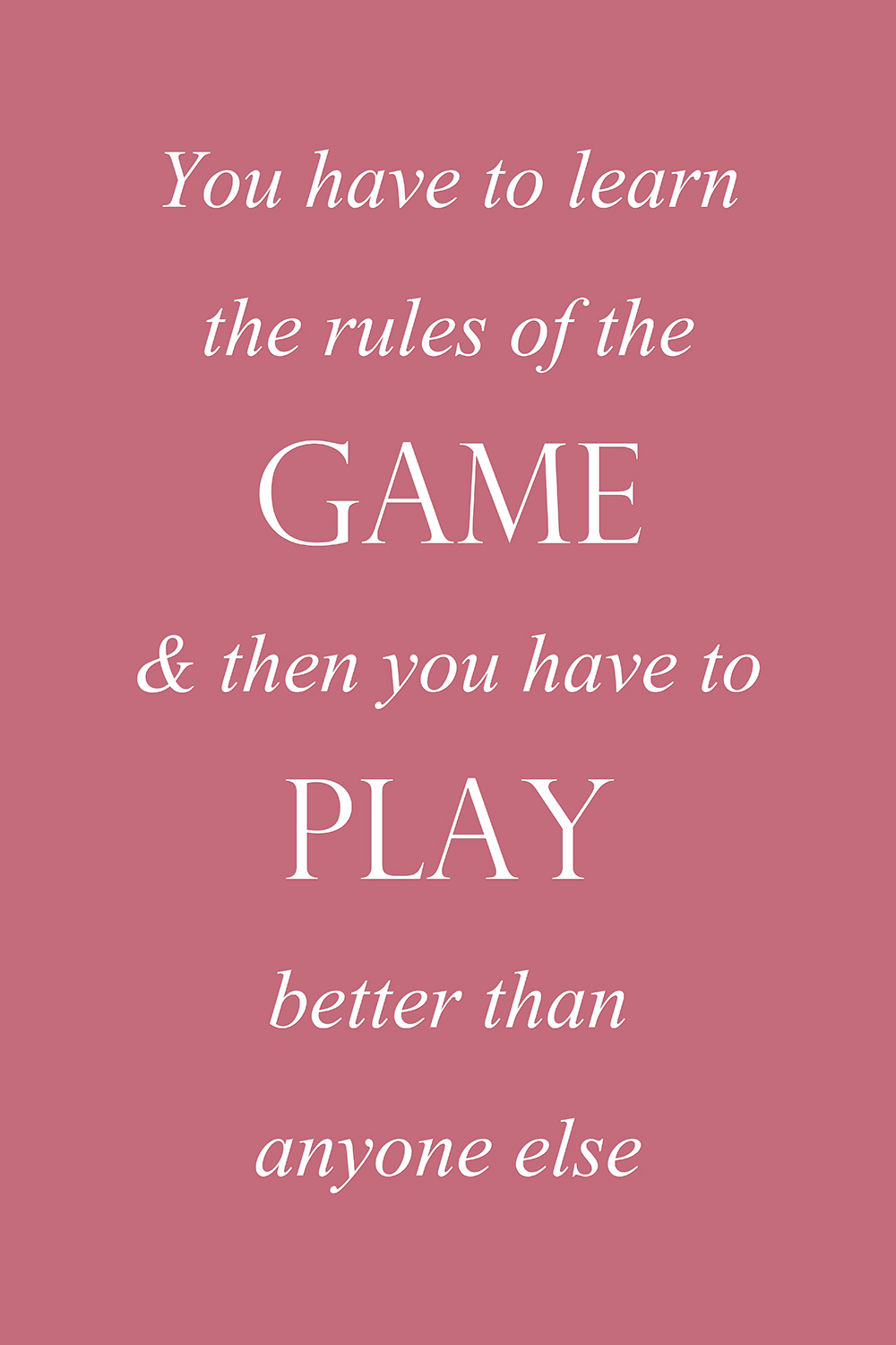 Rules of the game op canvas roze