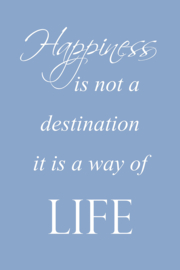Happiness op canvas blauw