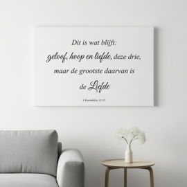 Geloof hoop en liefde op canvas