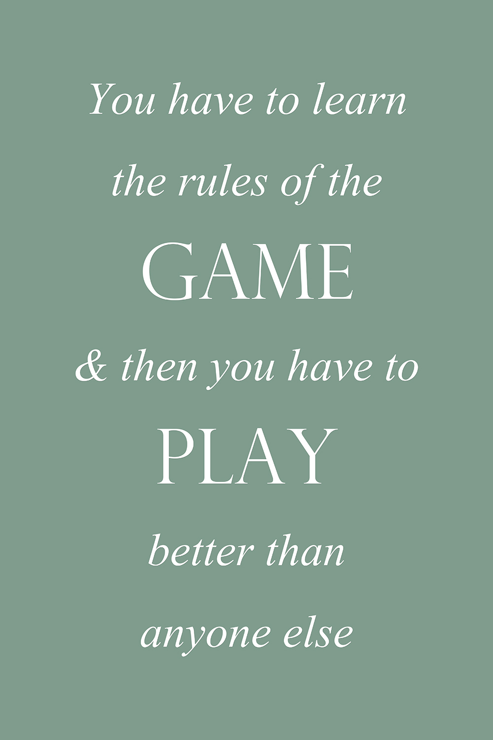 Rules of the game op canvas groen