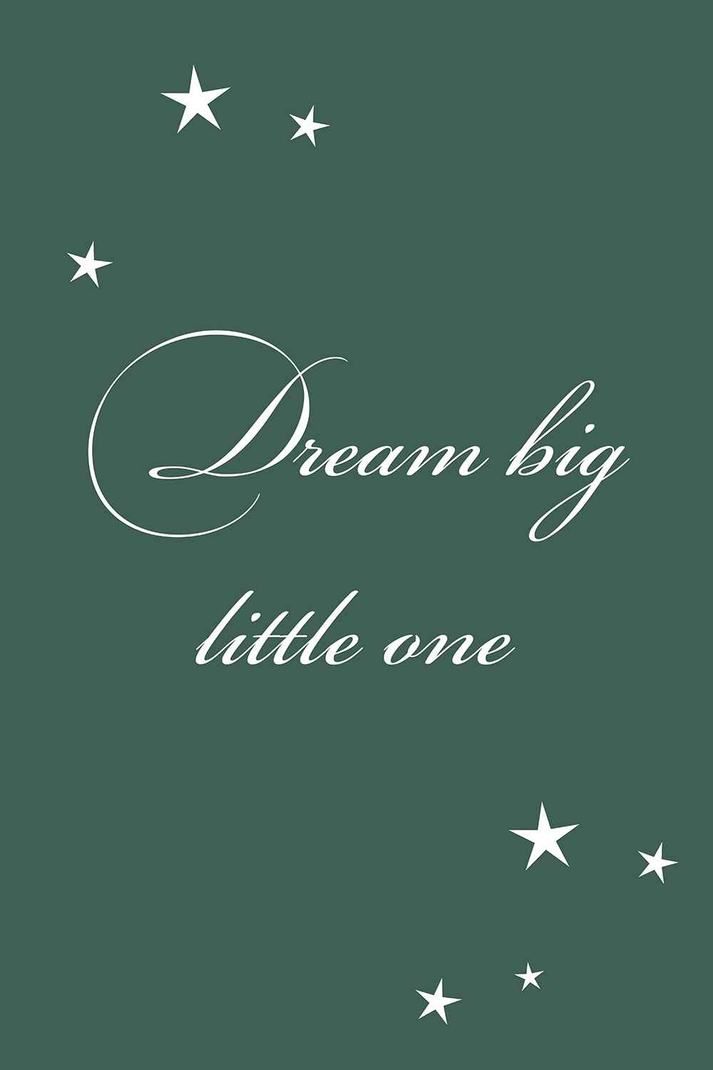 Dream big little one op canvas groen
