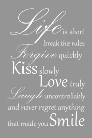 Life is short op canvas