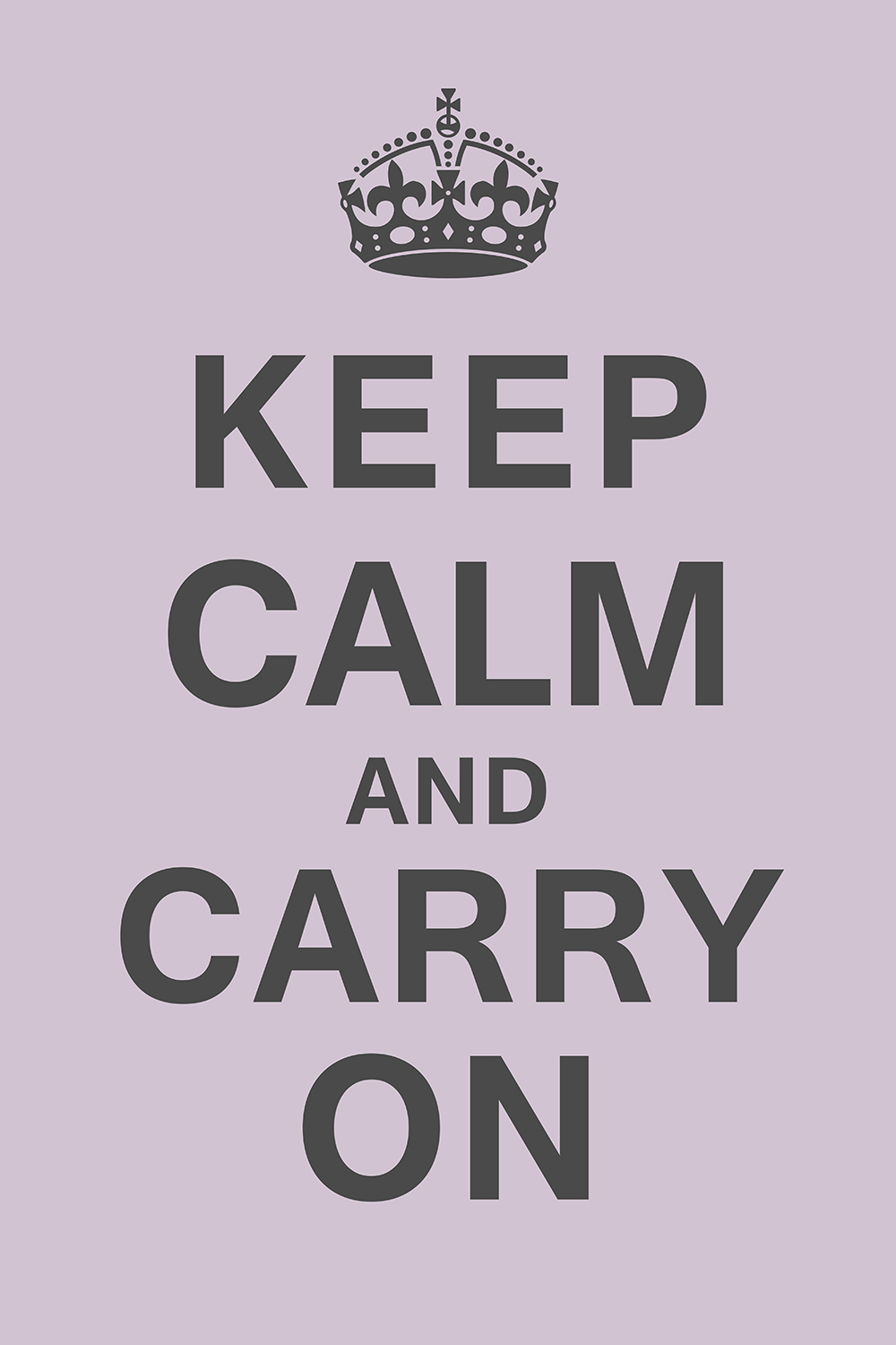 Keep calm and carry on op canvas paars