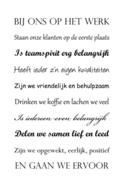 Bij ons op het werk op canvas wit