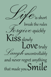 Life is short op canvas groen