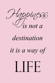Happiness op canvas roze