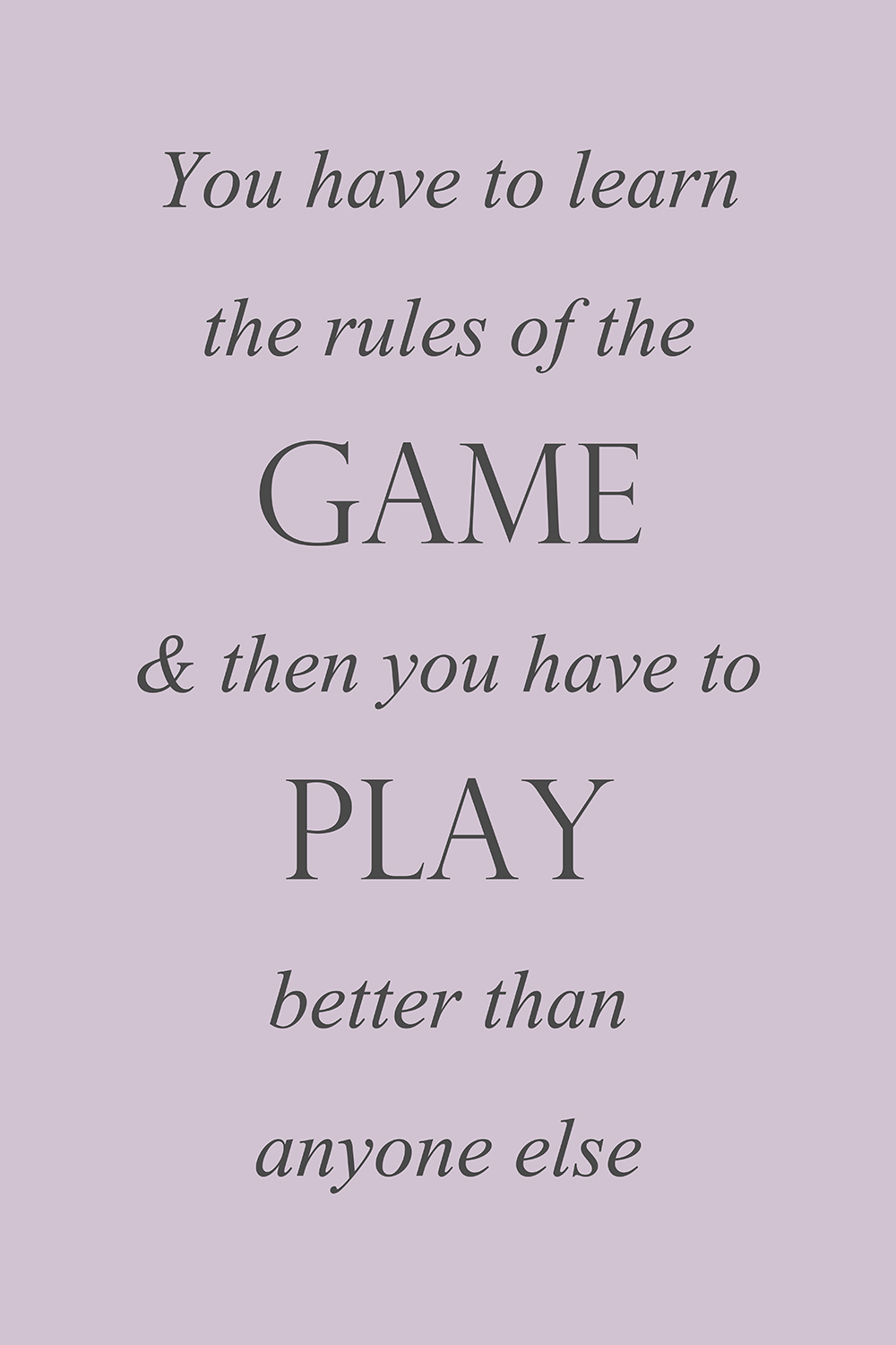 Rules of the game op canvas paars