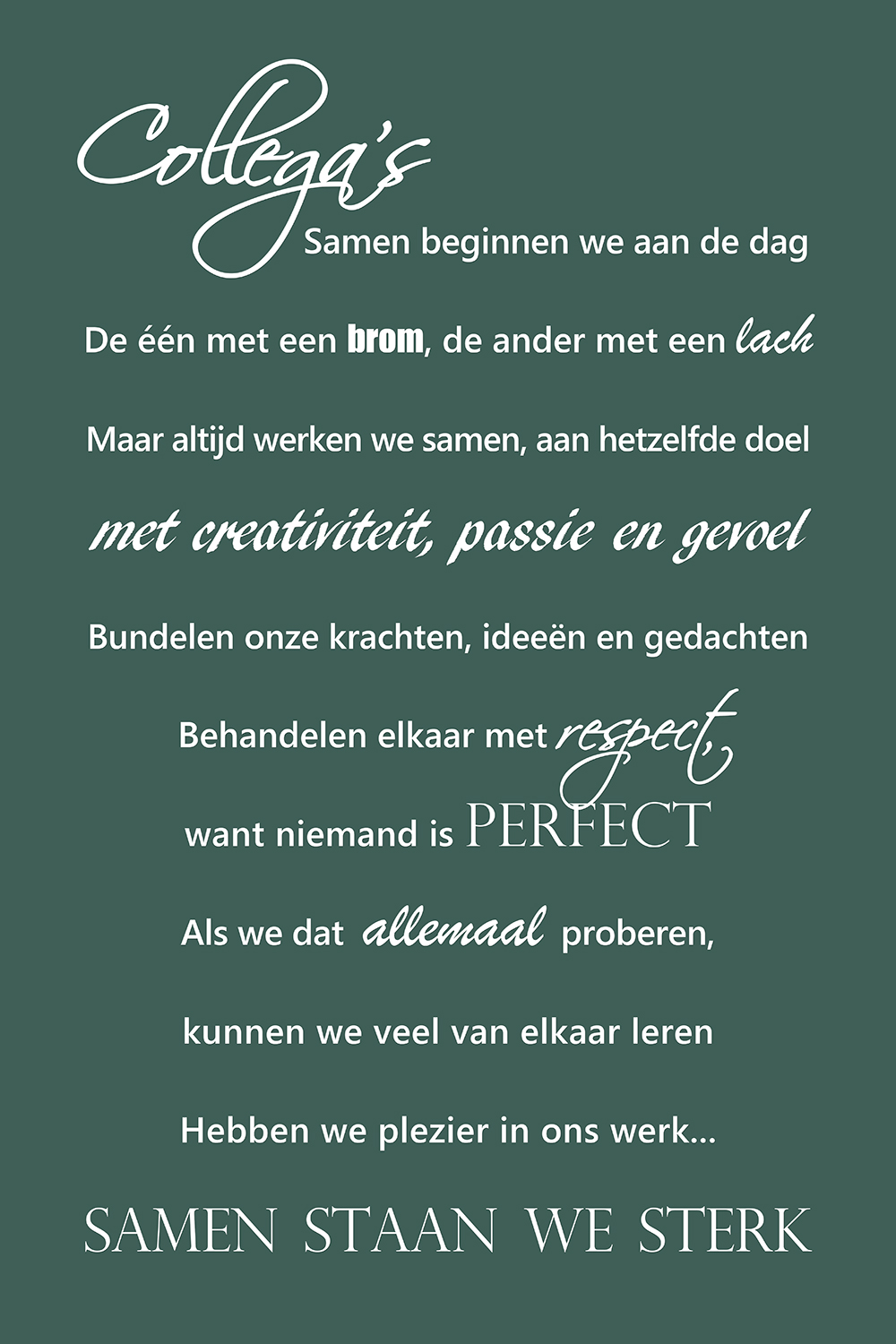 Collega's op canvas groen