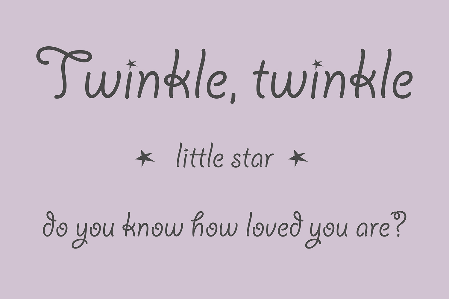 Twinkle twinkle little star op canvas paars
