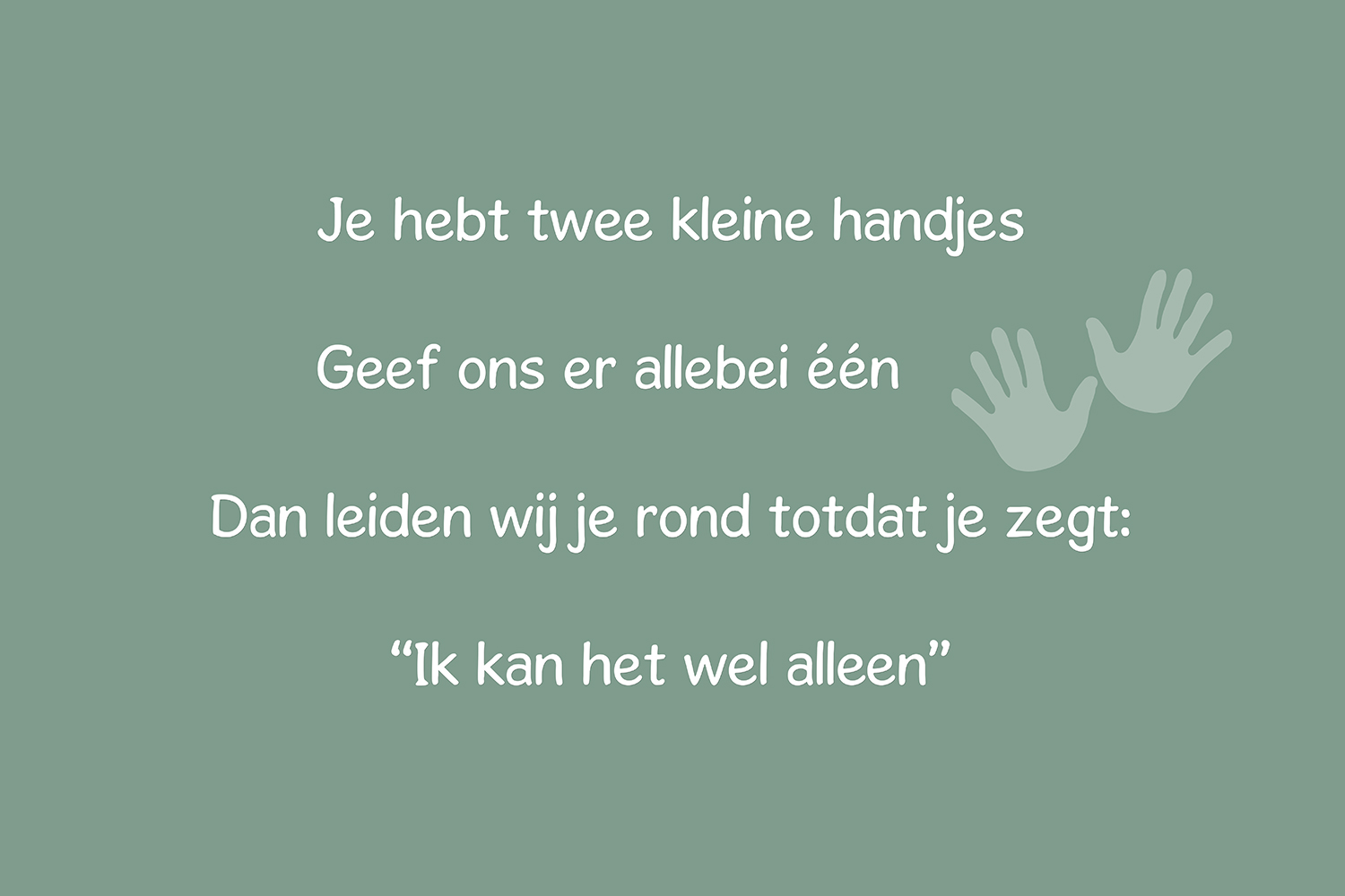 Twee kleine handjes op canvas groen