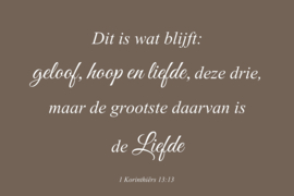Geloof hoop en liefde op canvas