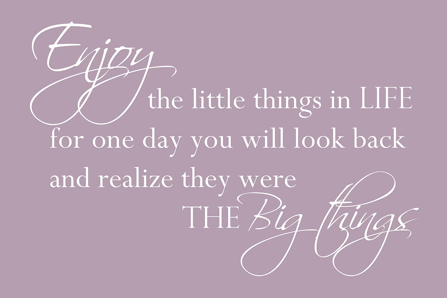 Enjoy the little things op canvas paars