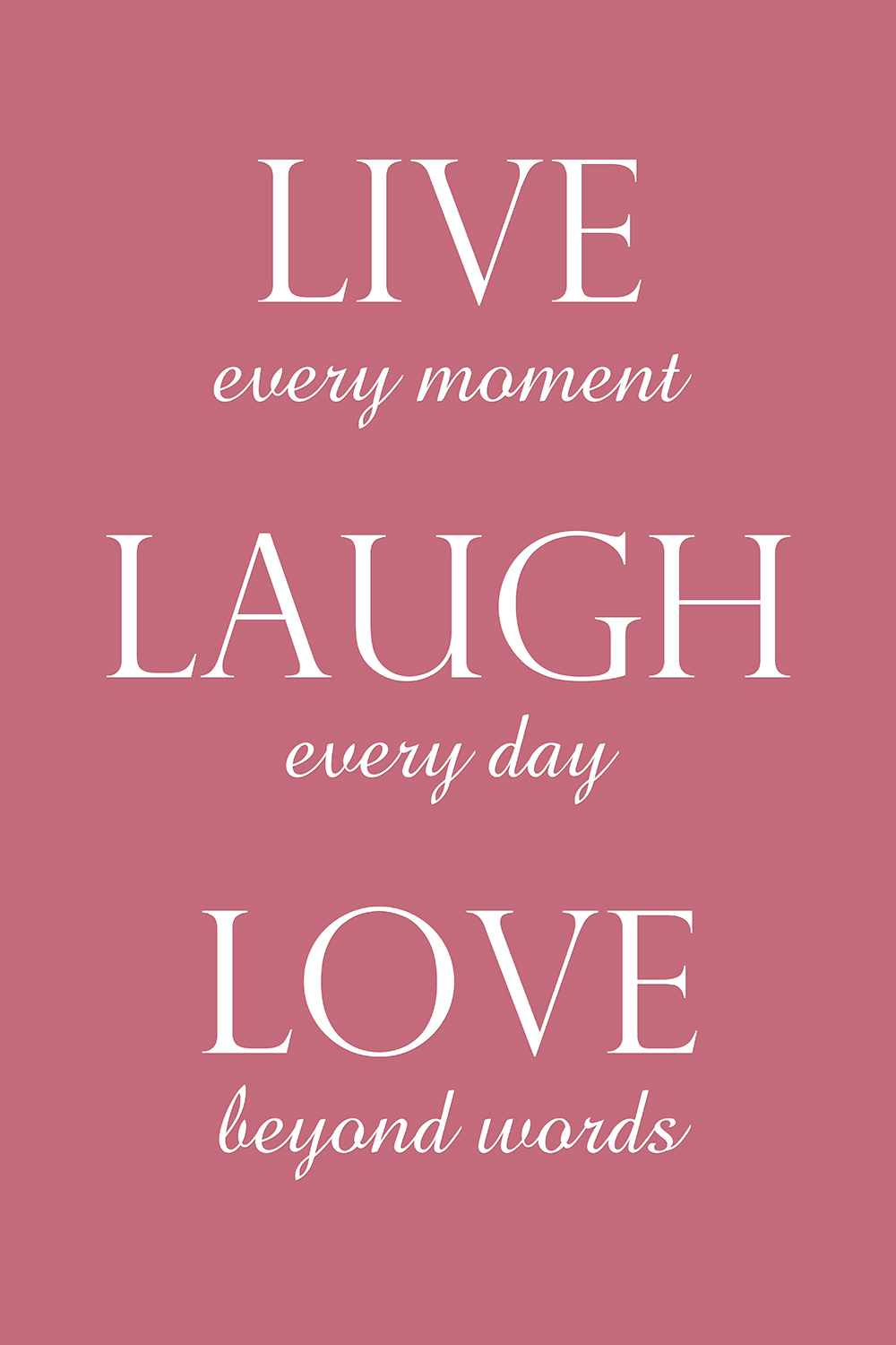Live laugh love op canvas roze