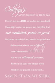 Collega's op canvas roze