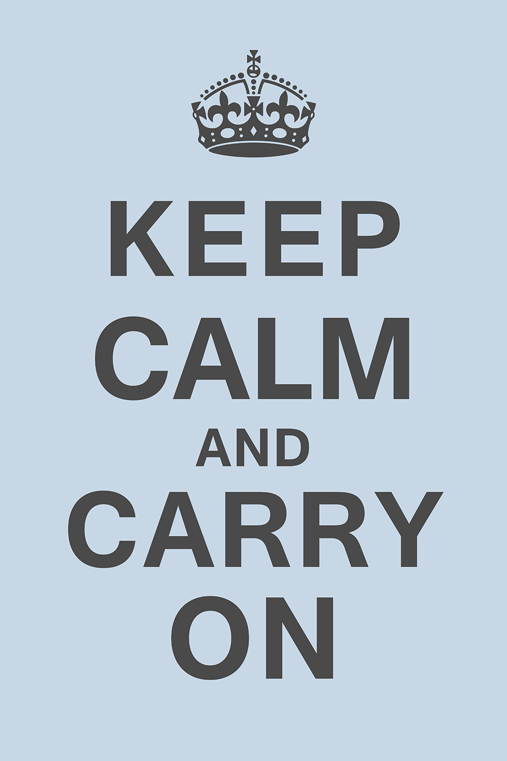 Keep calm and carry on op canvas blauw