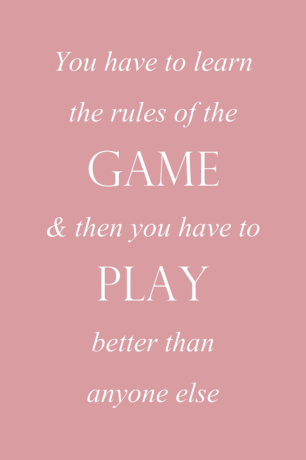 Rules of the game op canvas roze
