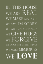 Tekst op canvas olijfgroen