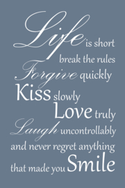 Tekst op canvas mistblauw