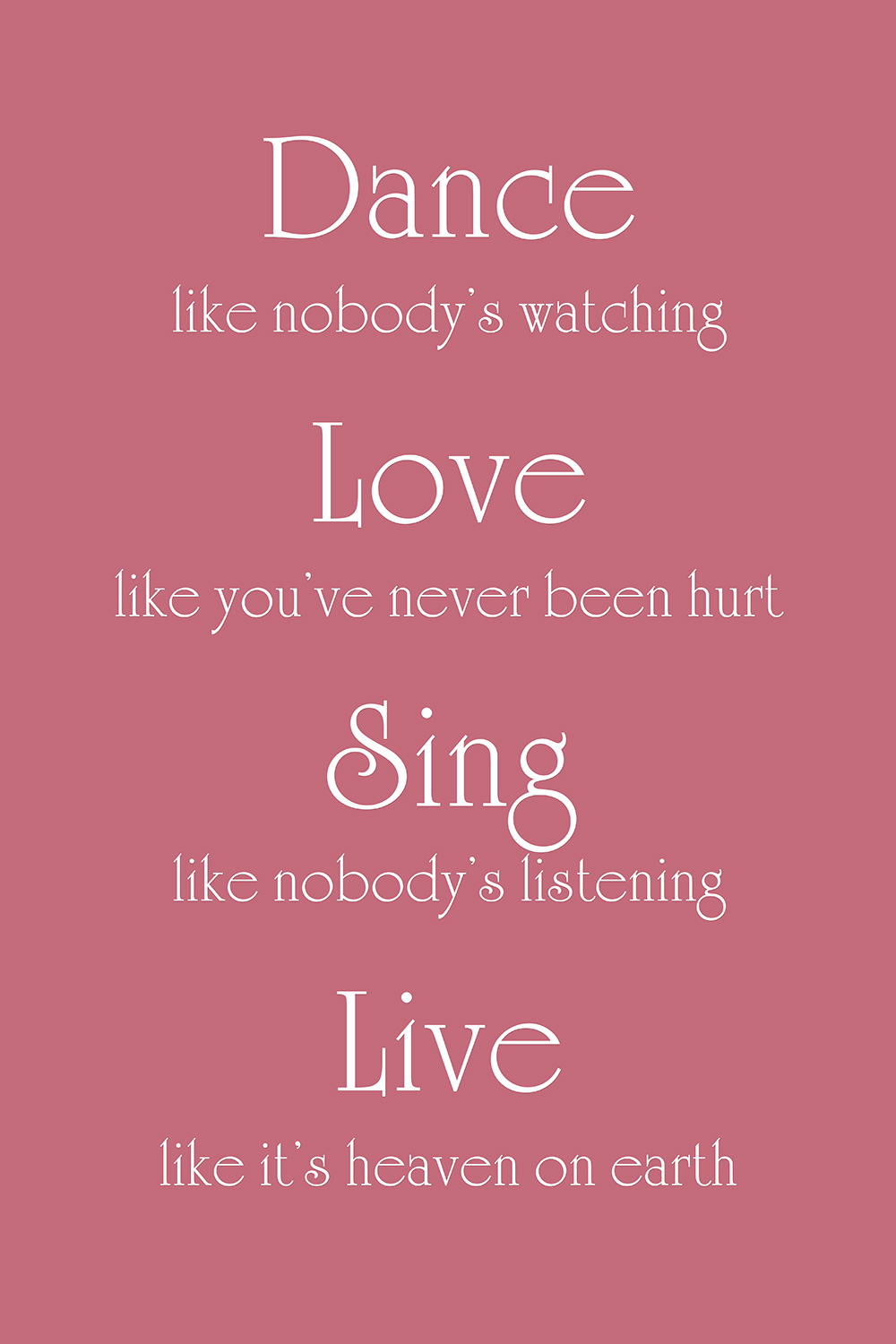 Dance Love Sing Live op canvas roze
