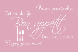 Bon appétit op canvas roze