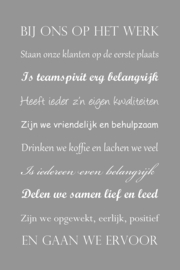 Bij ons op het werk op canvas