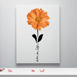 Geboortebloem oktober op canvas