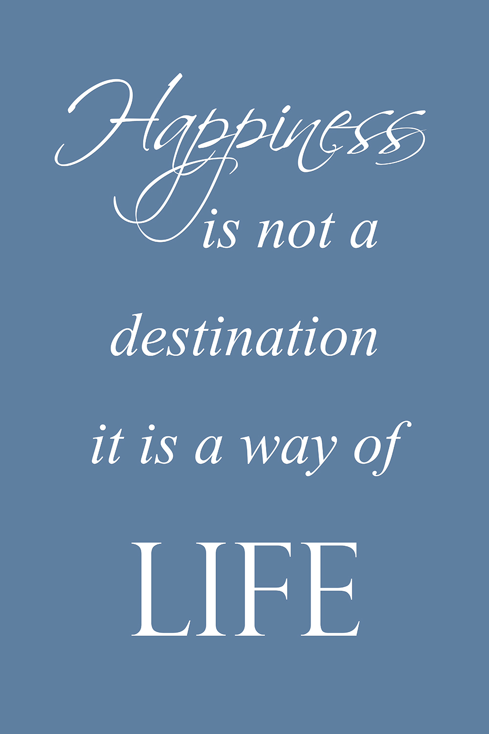 Happiness op canvas blauw