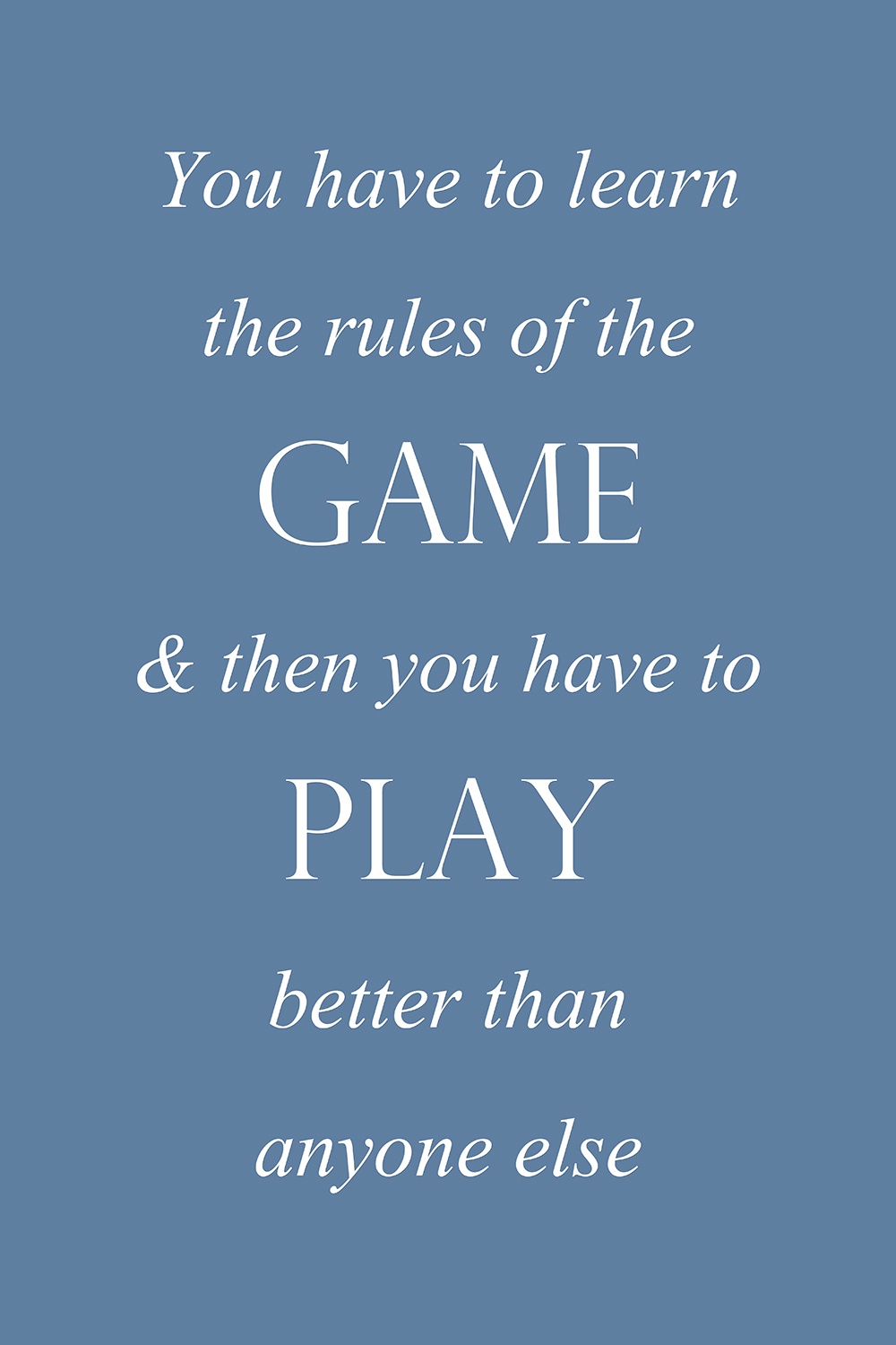 Rules of the Game op canvas blauw