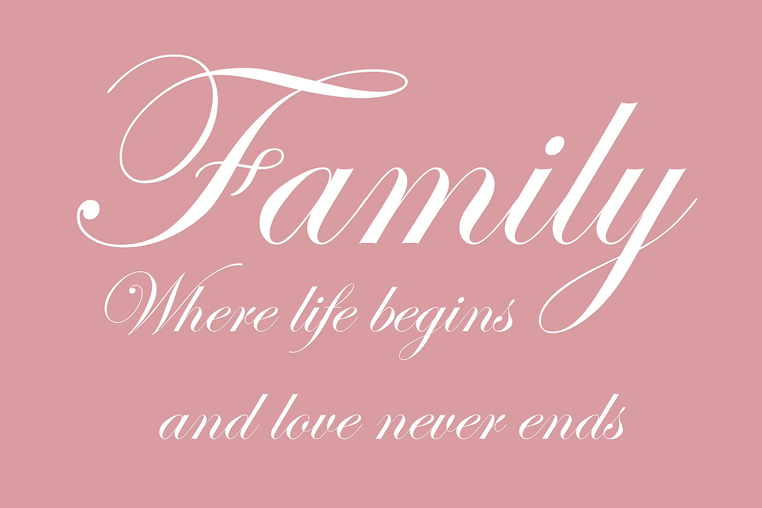 Family where life begins op canvas roze