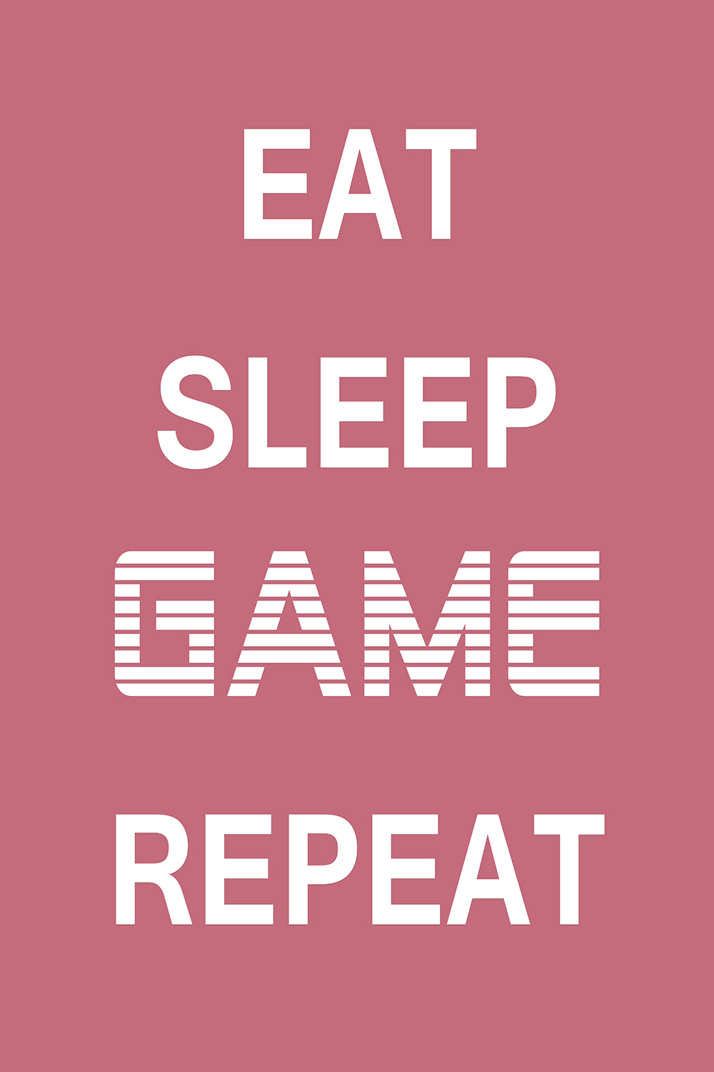 Eat Sleep Game Repeat op canvas roze