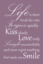 Tekst op canvas donkerpaars