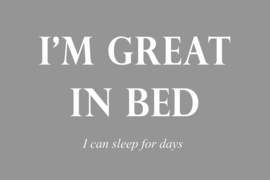 I'm great in bed op canvas