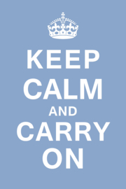 Keep calm and carry on op canvas blauw