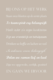 Bij ons op het werk op canvas