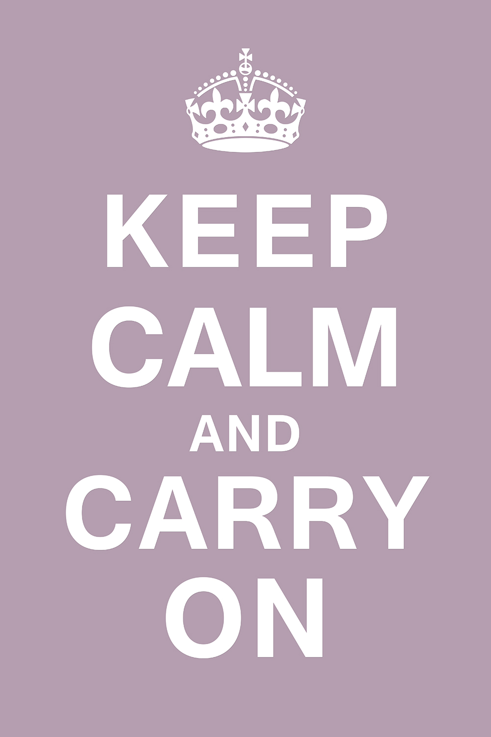 Keep calm and carry on op canvas paars