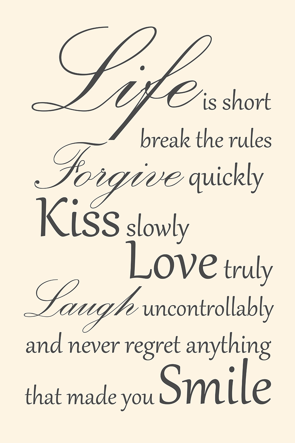 Life is short op canvas wit
