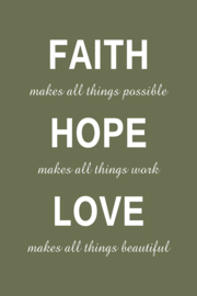 Tekst op canvas olijfgroen