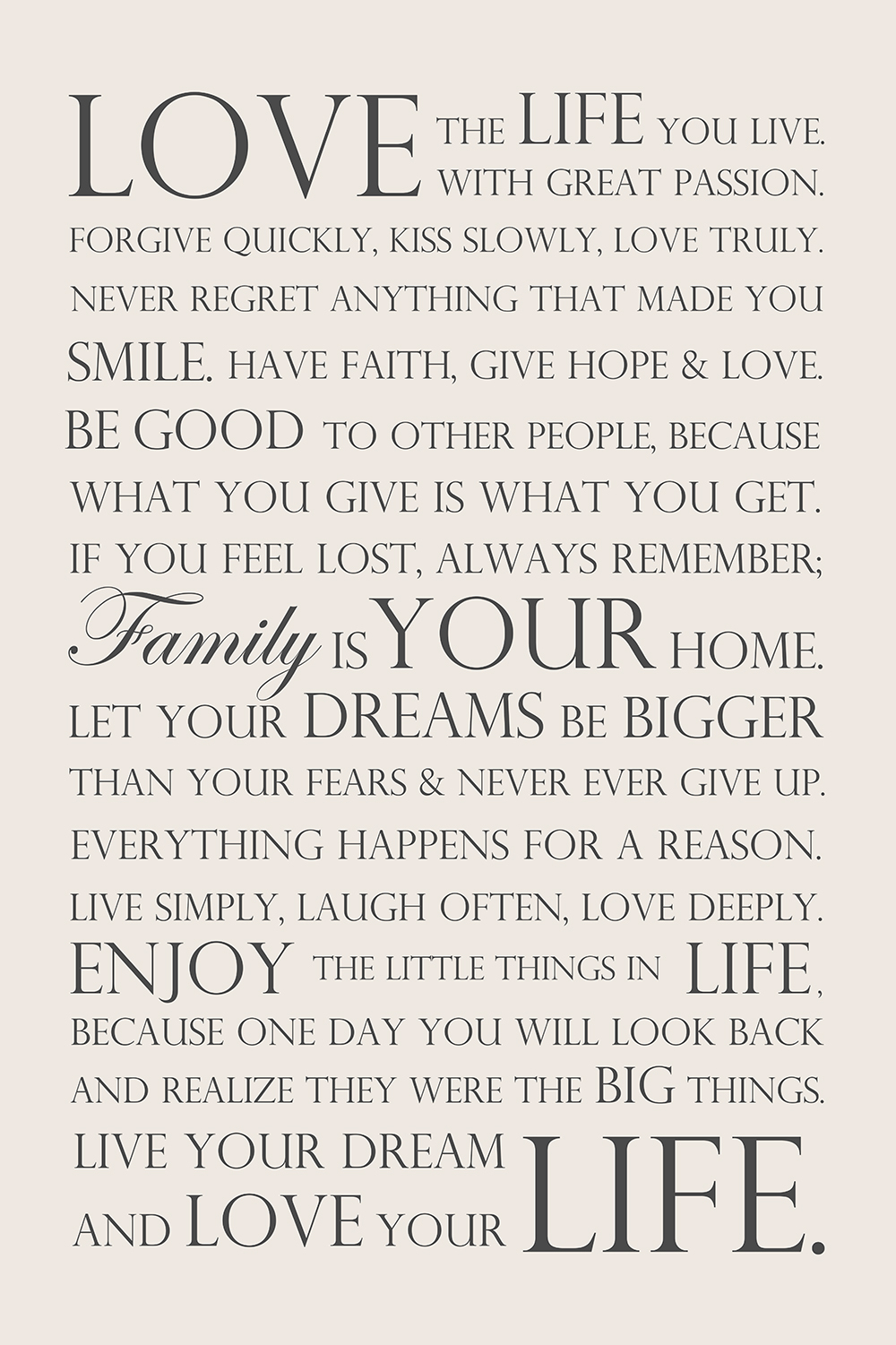 Love your life op canvas wit