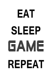 Eat Sleep Game Repeat op canvas wit