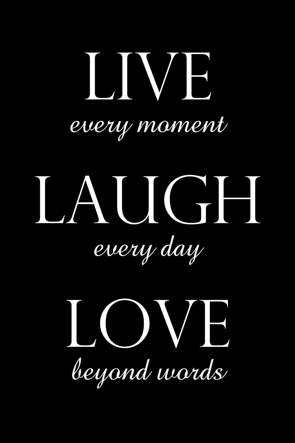 Live laugh love op canvas zwart