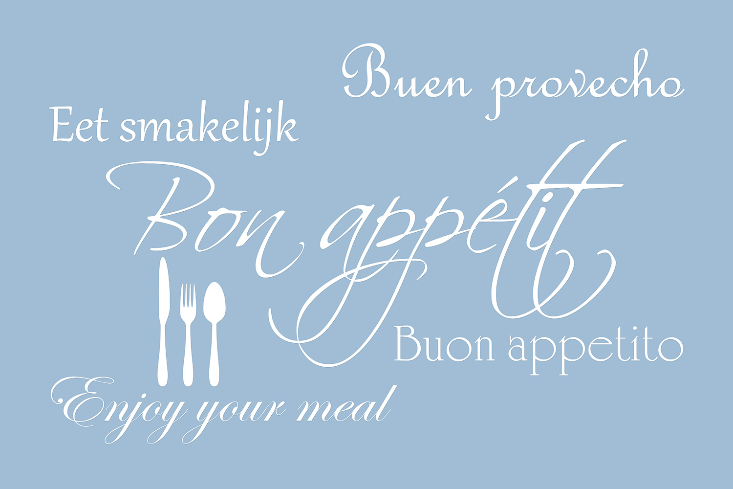 Bon appétit op canvas blauw
