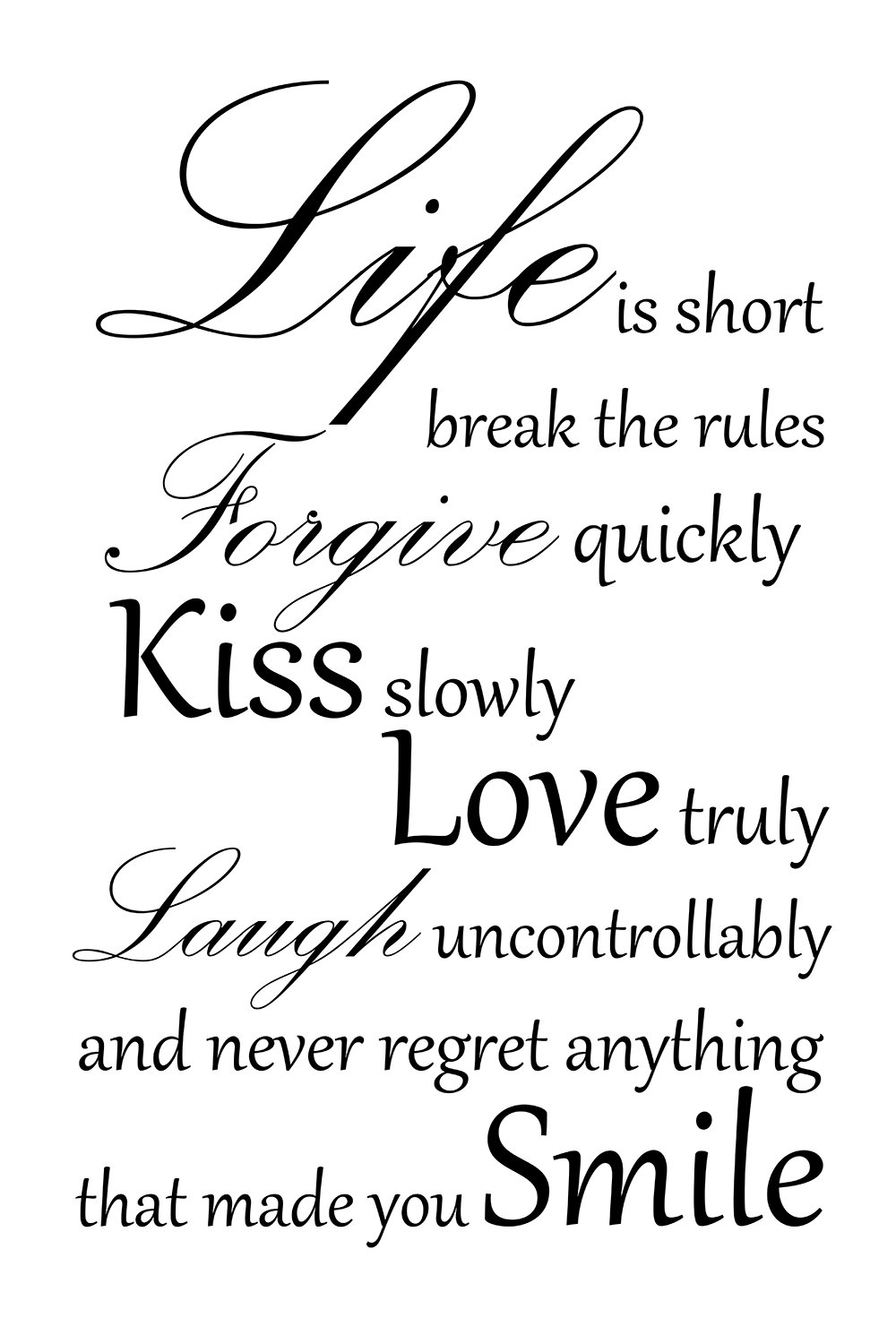 Life is short op canvas wit