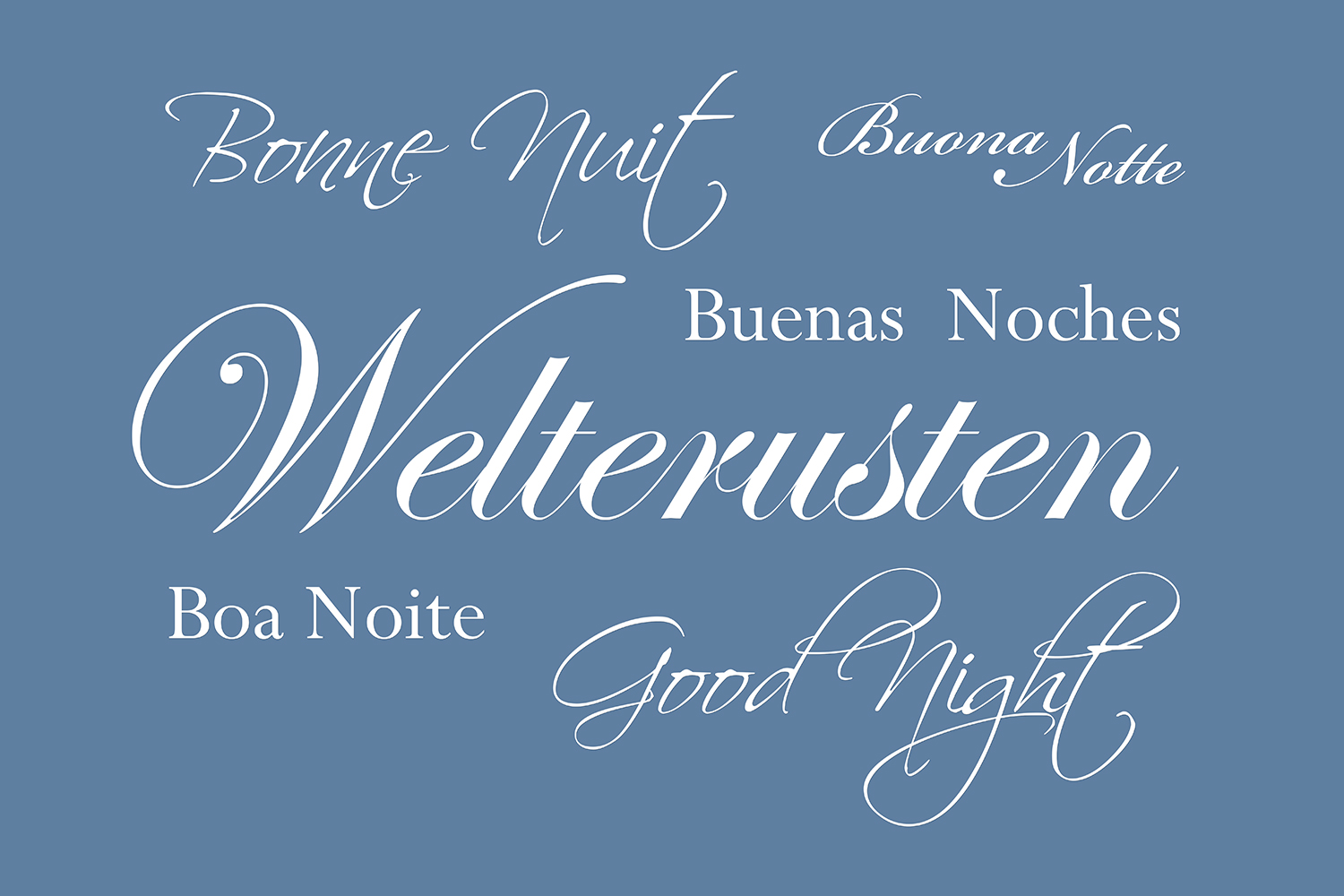 Welterusten op canvas blauw