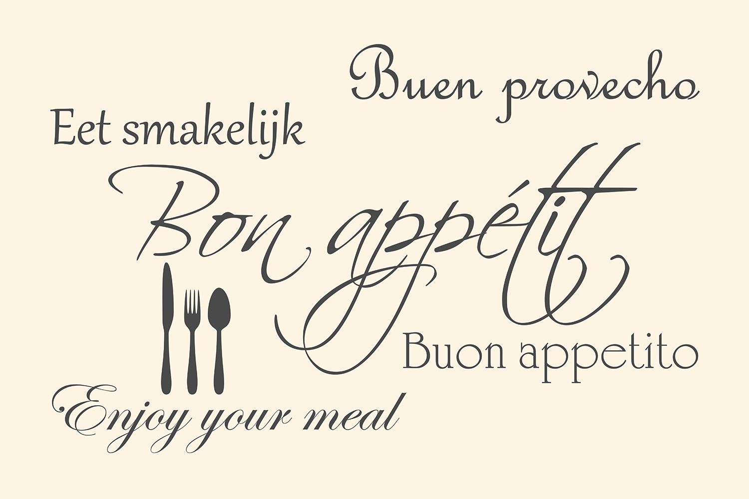 Bon appétit op canvas wit